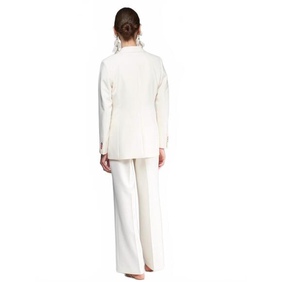 NEW VILAGALLO crepe wide leg trousers in cream - Picture 3 of 5